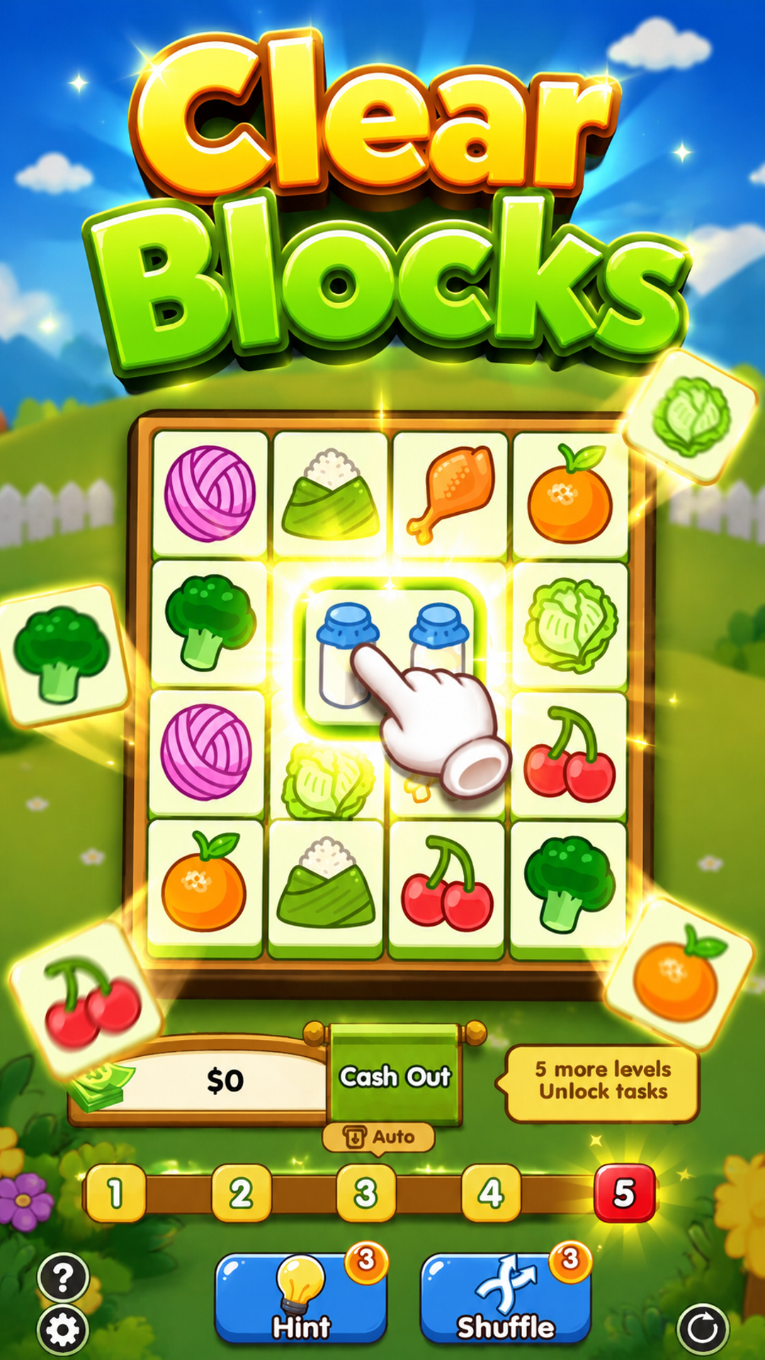 Farm Link Puzzle gameplay — match farm tiles on the board