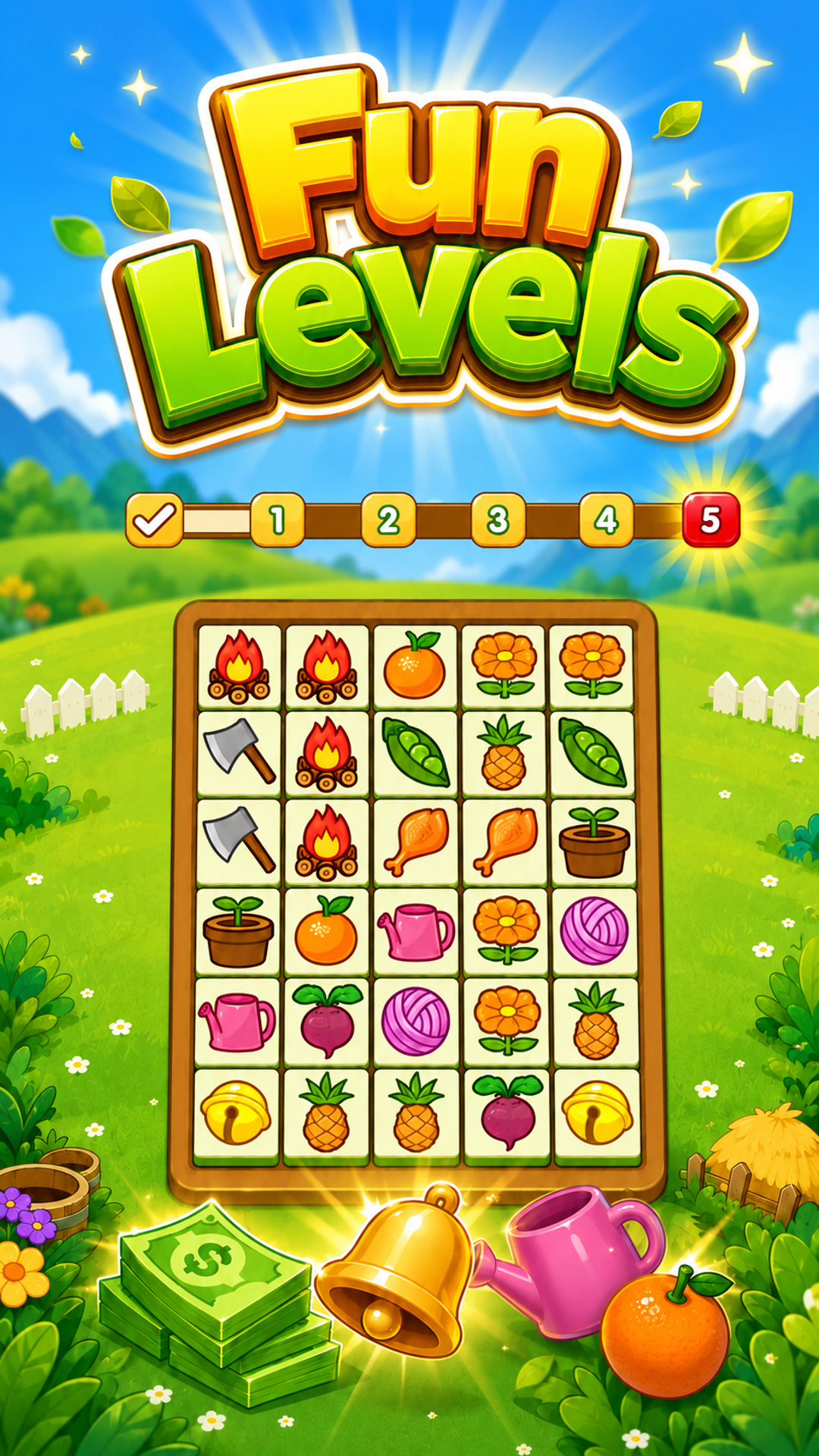 Farm Link Puzzle puzzle layout with farm icons